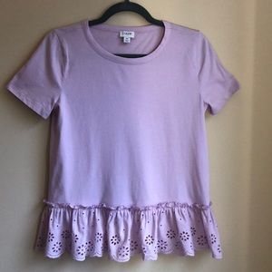 NWOT J Crew Factory Lilac Eyelet Hem Tee